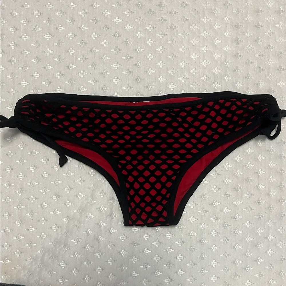 Roxy Black and Red Mesh Bikini Bottom